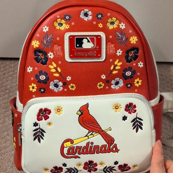 Loungefly MLB St. Louis Cardinals Floral Embroidered Mini Backpack - Picture 5 of 11